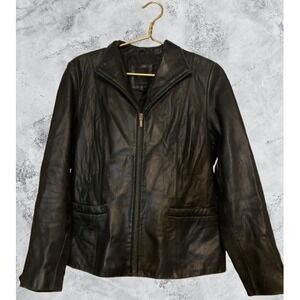 JLC New York Women's Black 100% Leather Full Zip Jacket Size Medium